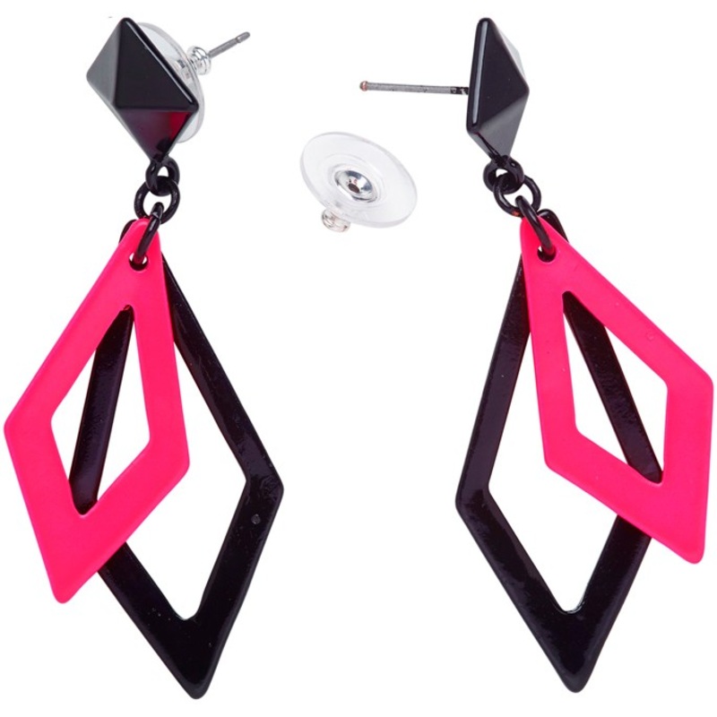 Pink-black neon diamond earrings