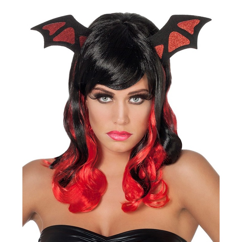Ruby Red wig with bat wings