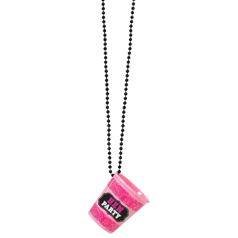 3 Hen Party Necklaces With Shot Glass Pink