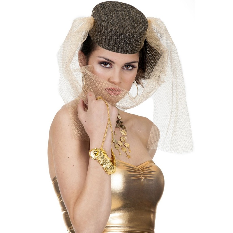Belly dancer Halya gold hat with veil