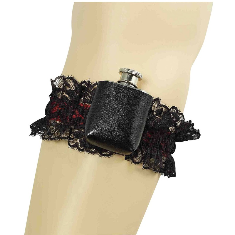 Black garter belt with hip flask