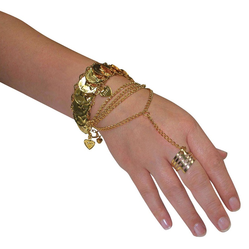 Oriental hand jewelry with gold ring