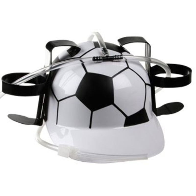 Soccer beer drinking helmet