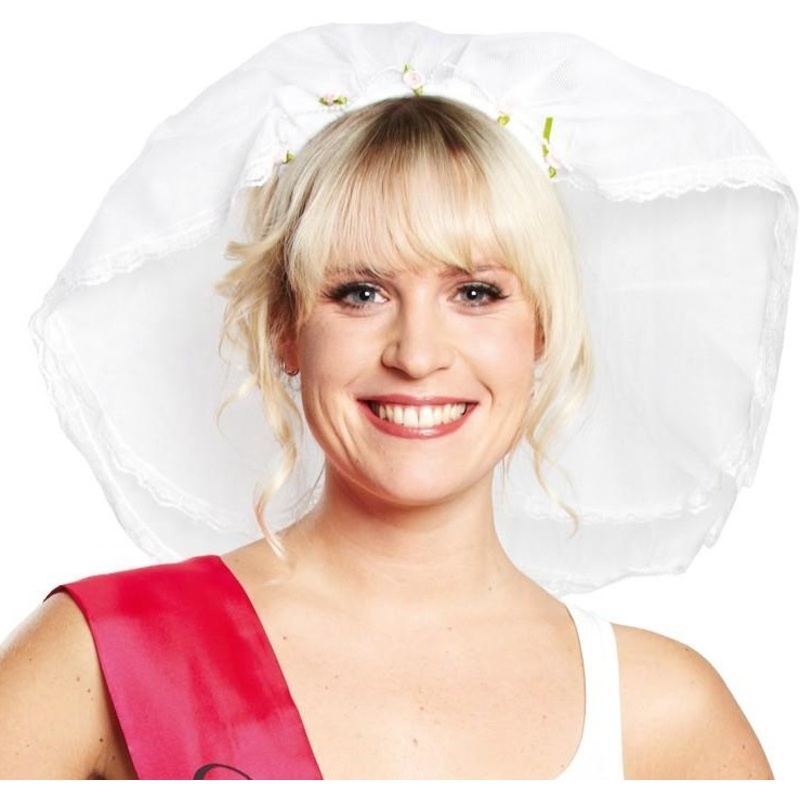 White bridal veil with lace
