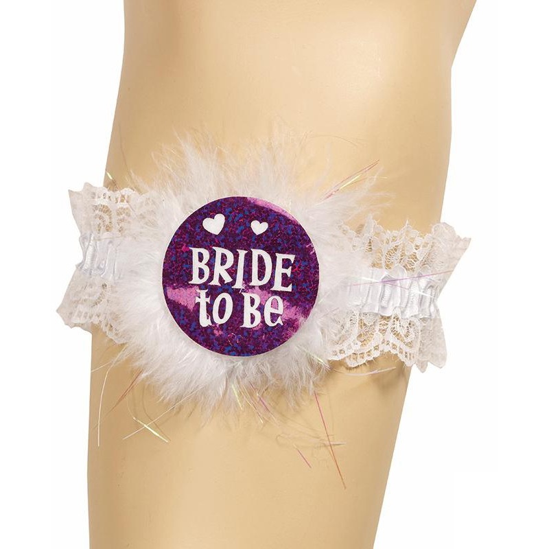 White-Purple Bride-To-Be Garter