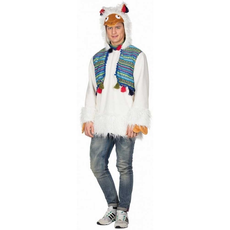 Fluffy lama mens costume white S
