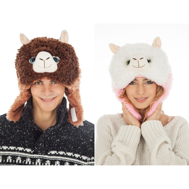 Fluffy llama hat in 2 colors
