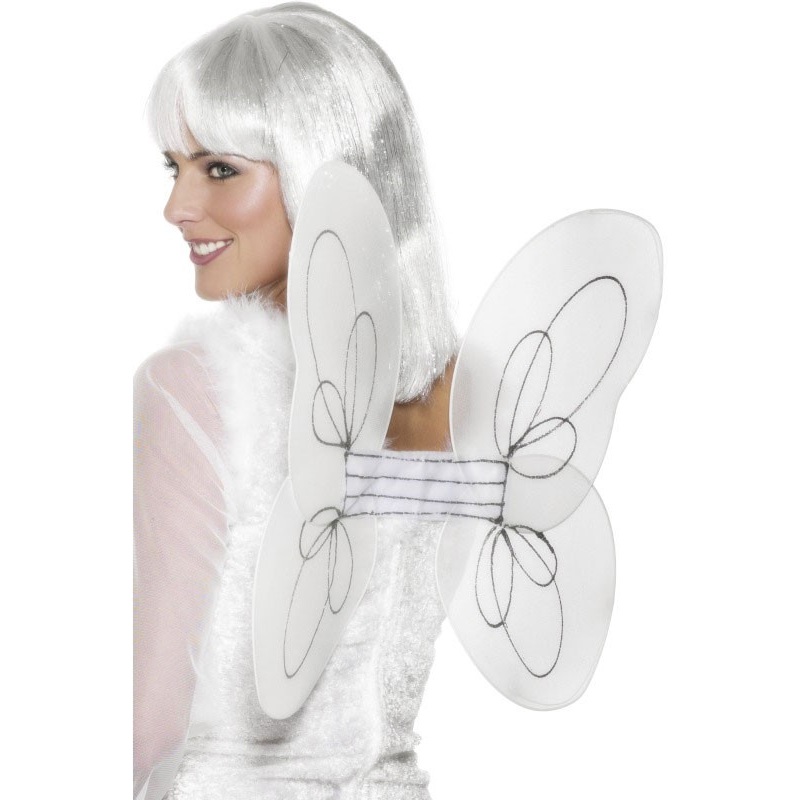 Glittering angel wings white