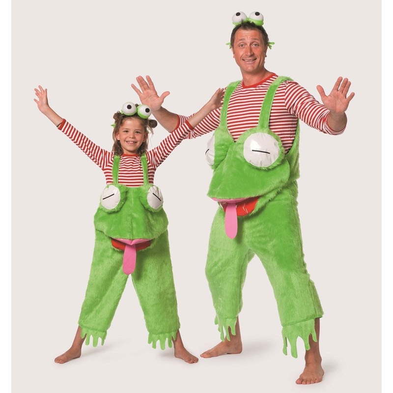 Green frog plush dungarees for men 50