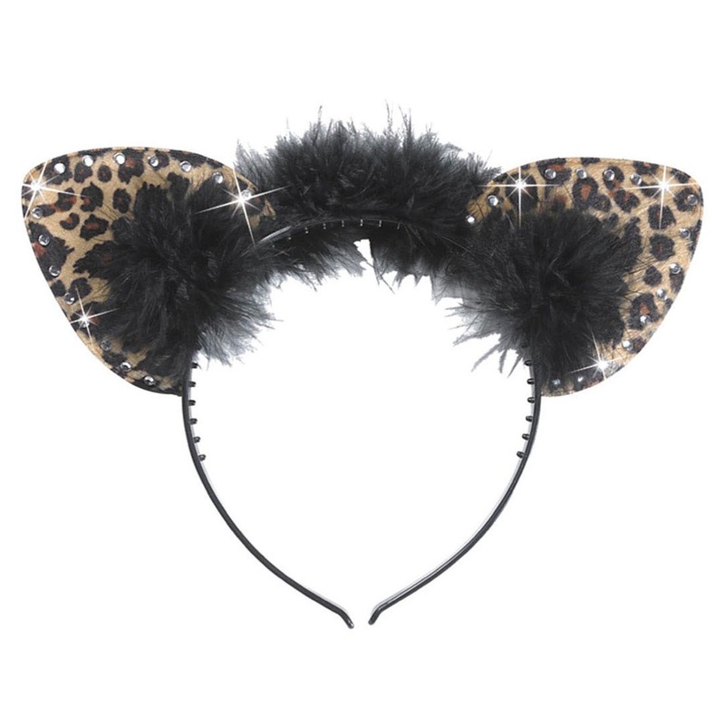 Leoro headband with rhinestone leopard ears