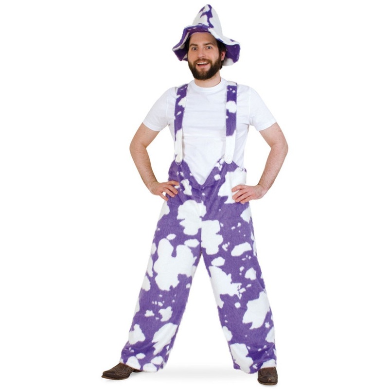 Plush cow dungarees purple M