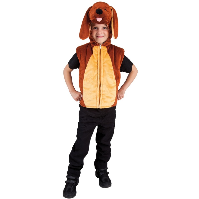 Plush dog costume body warmer for children