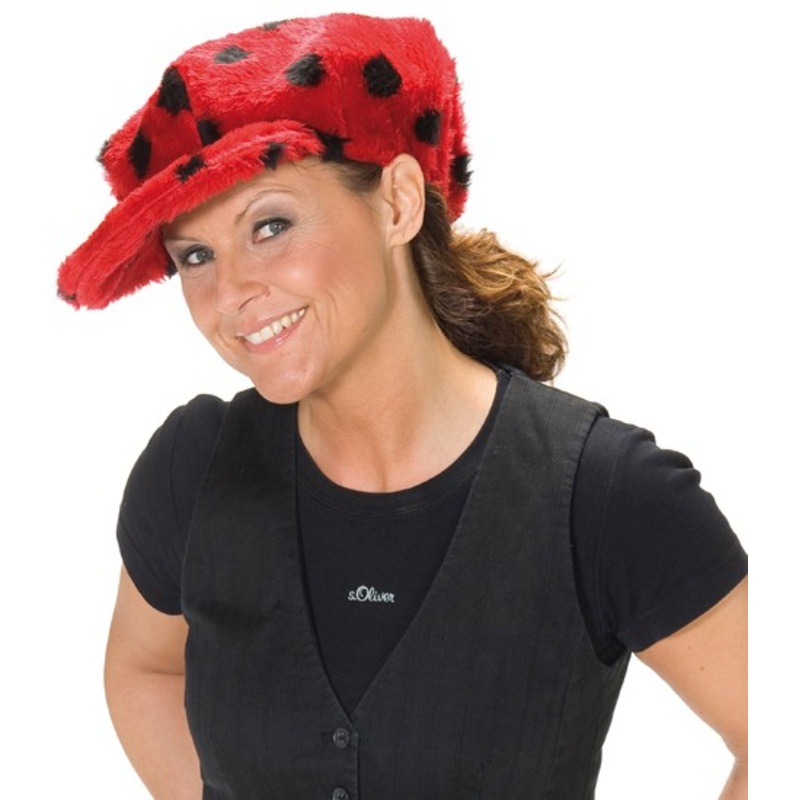 Plush ladybug hat red-black