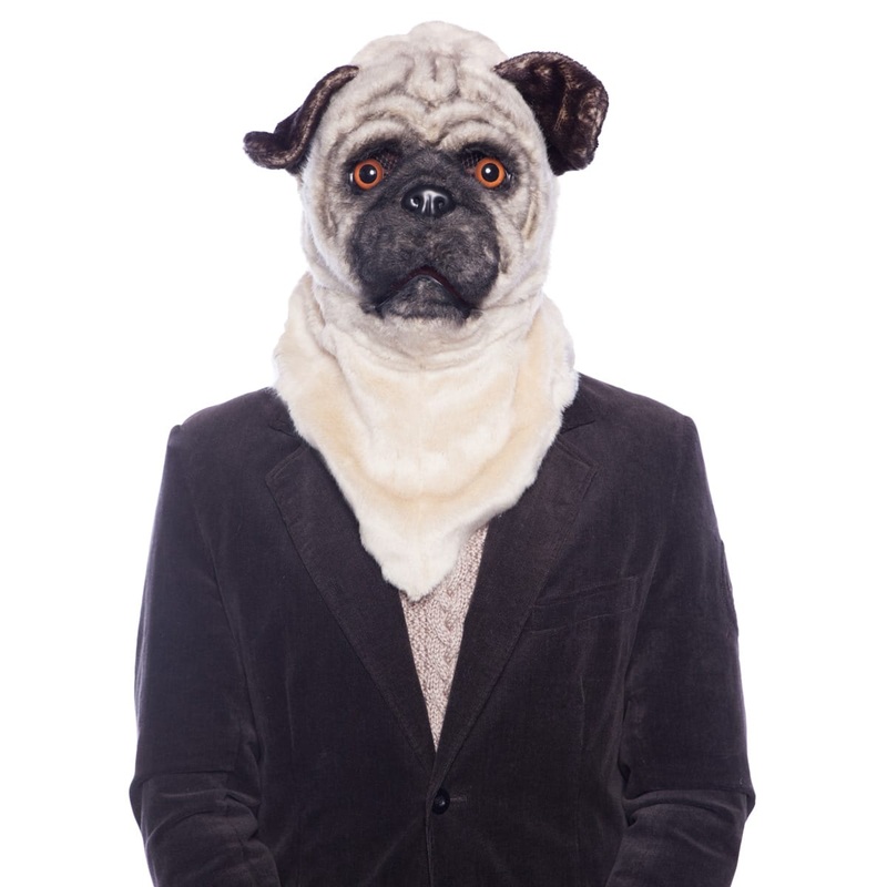 Pug dog mask posable