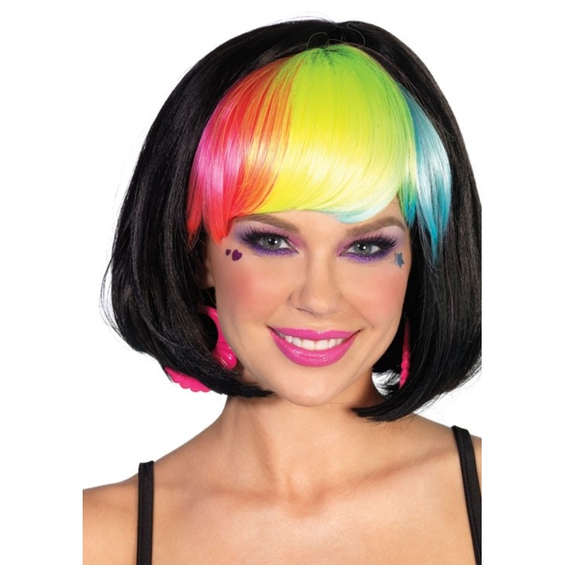 Bob wig rainbow black