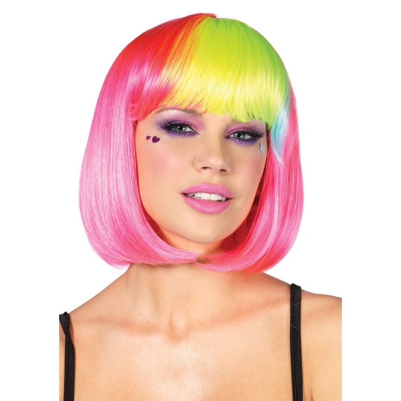 Colorful bob rainbow wig