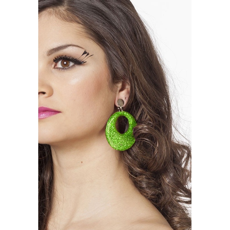 Disco earrings in neon green