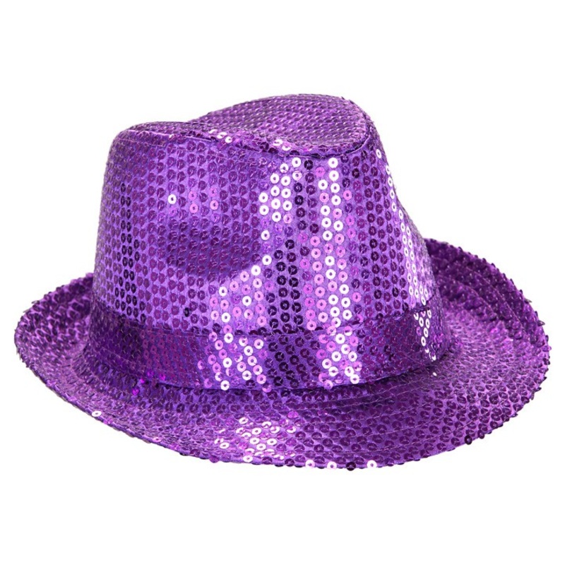 Disco glamor sequin hat in purple