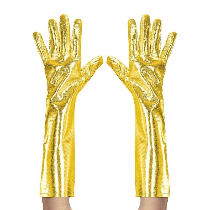 Golden metallic gloves