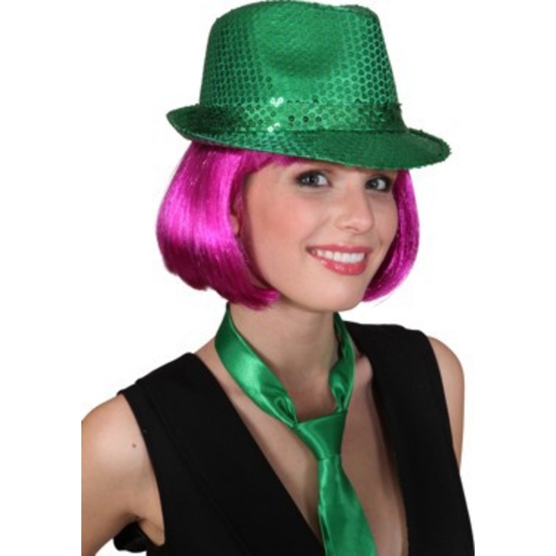 Green party hat with sequins