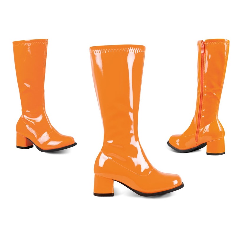 Orange 70s patent leather boots 30