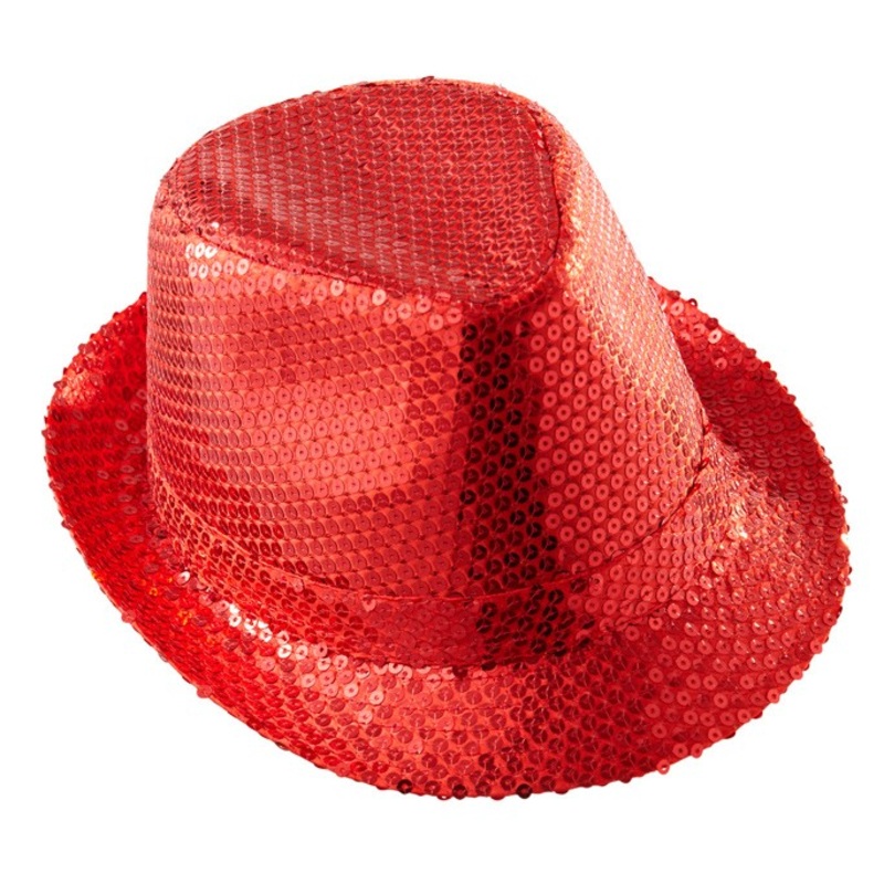 Red sequin fedora hat