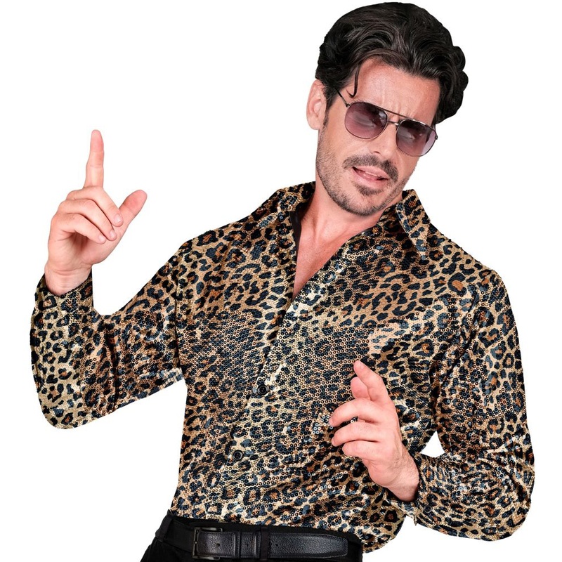 Sequin leopard shirt for men S-M