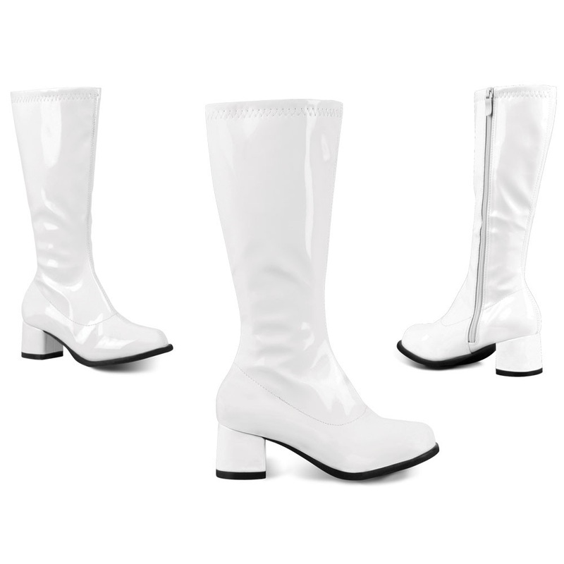 White disco patent leather boots for girls 30