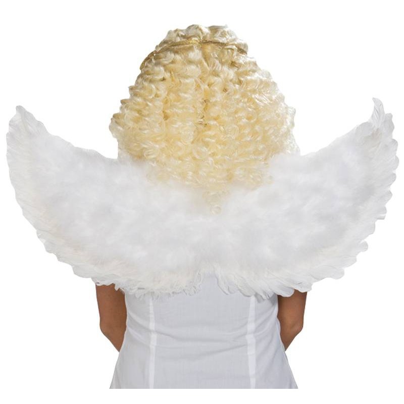 White plush angel wings 76x36cm