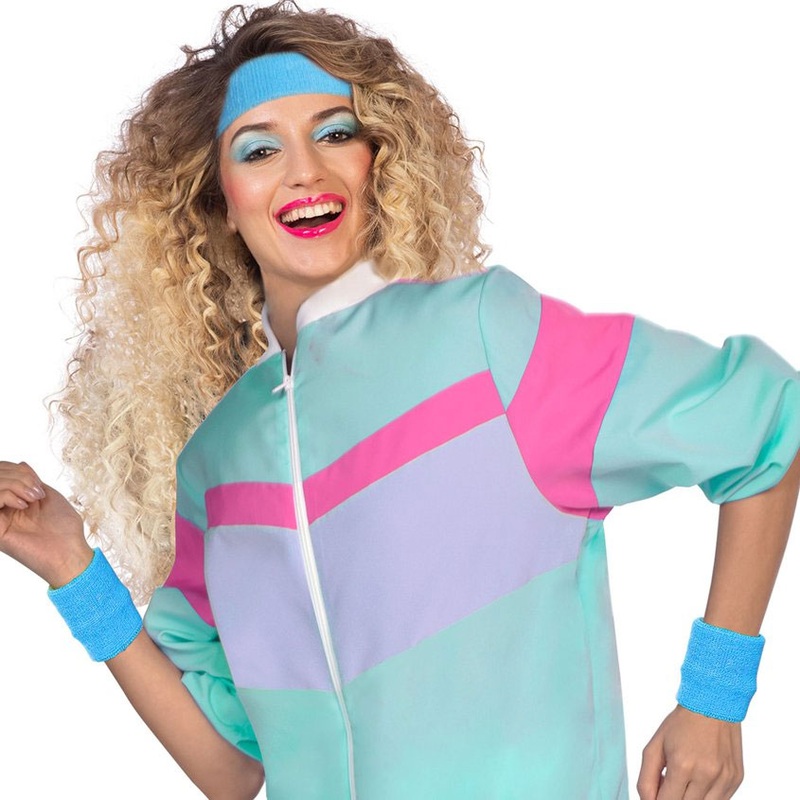 80s sweatband set blue