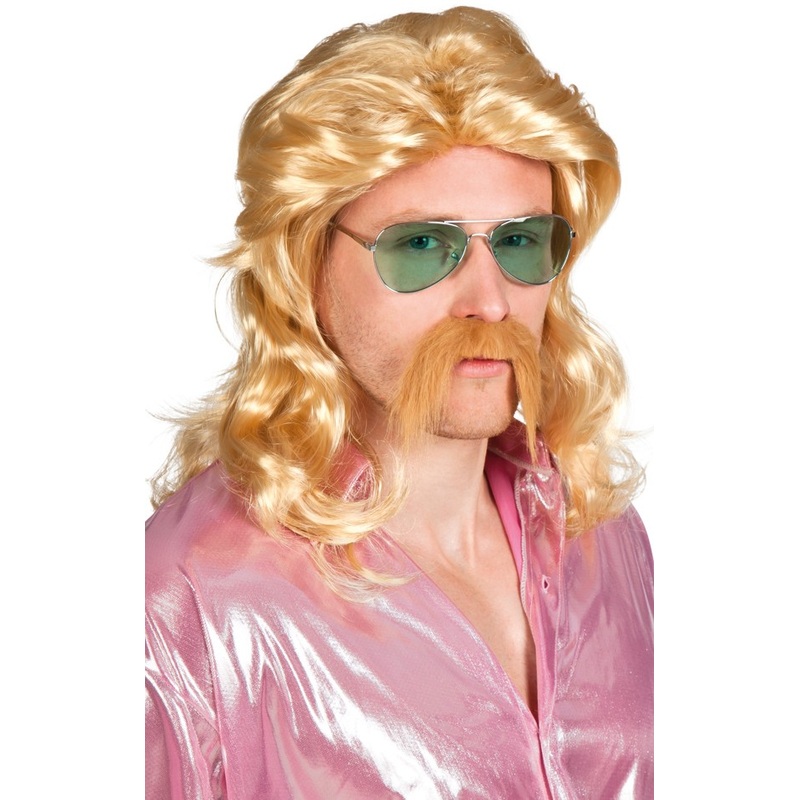 Blonde Horst mullet wig with beard