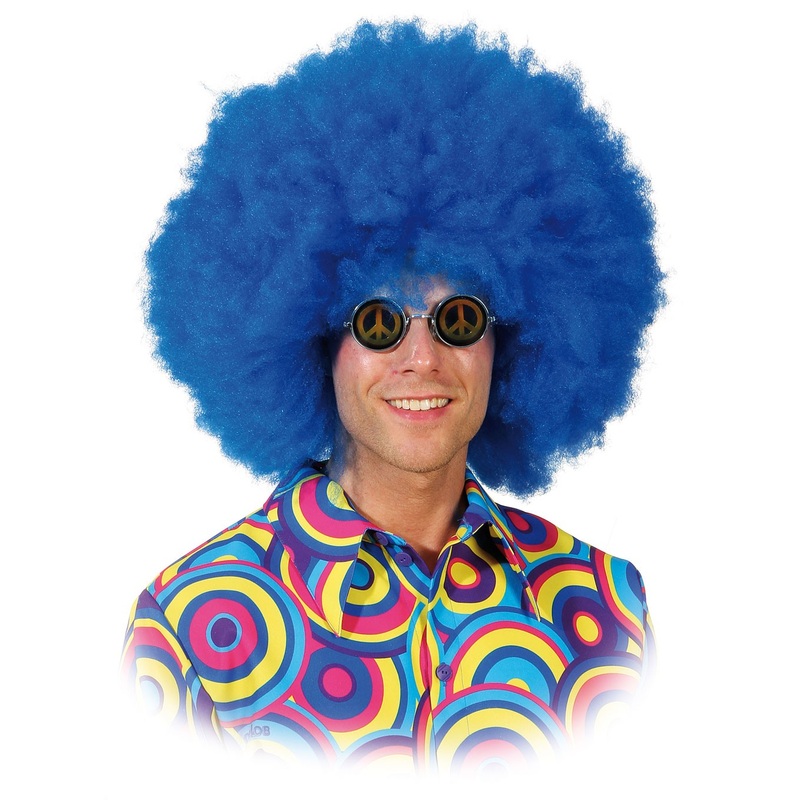 Blue afro wig