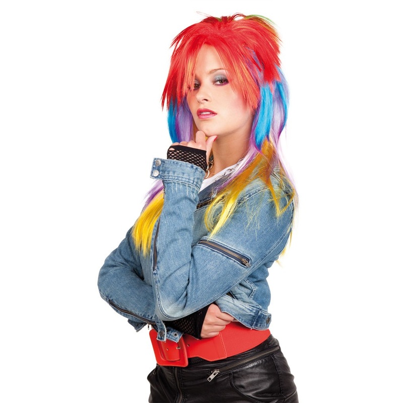 Colorful punk girl wig
