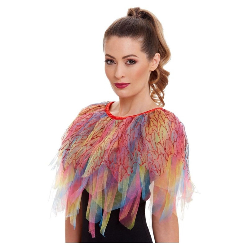 Colorful rainbow bird cape