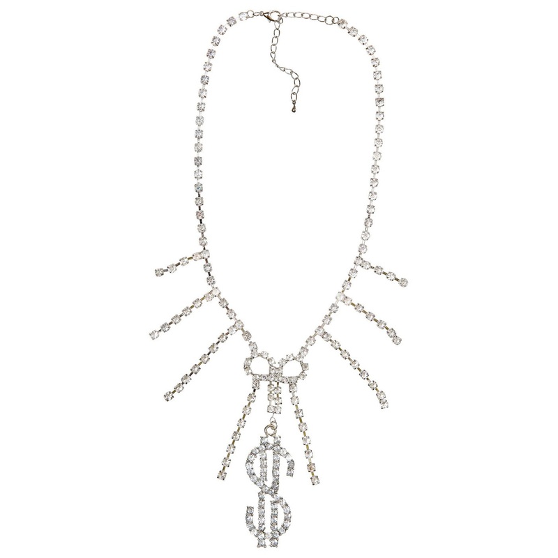 Rhinestone necklace with dollar sign pendant
