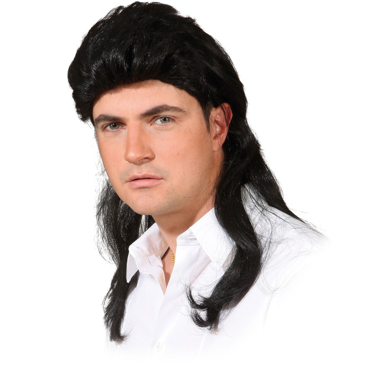Rocker mullet wig black