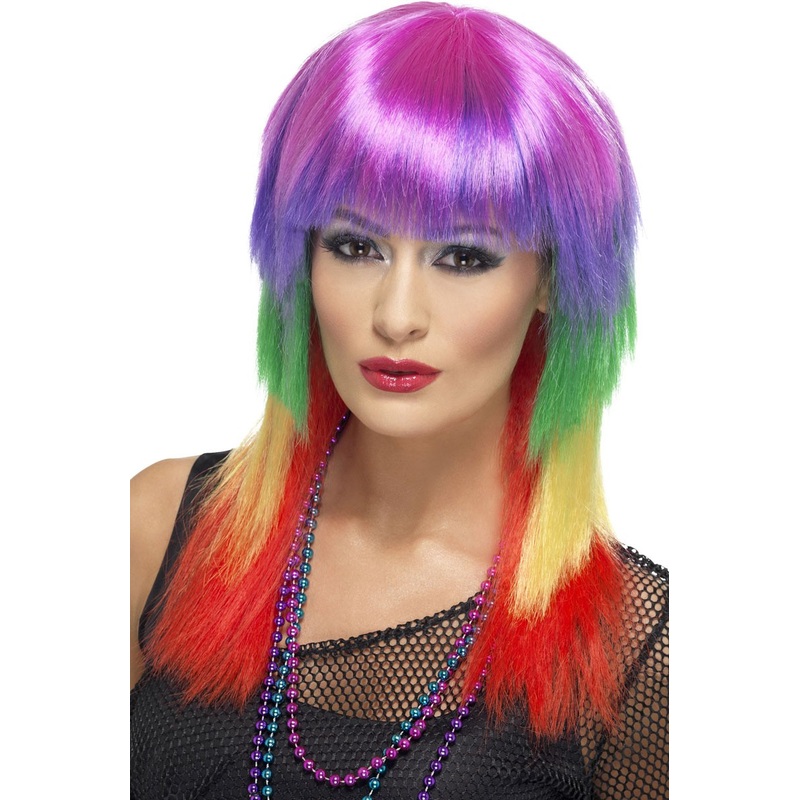 Rocker rainbow wig women