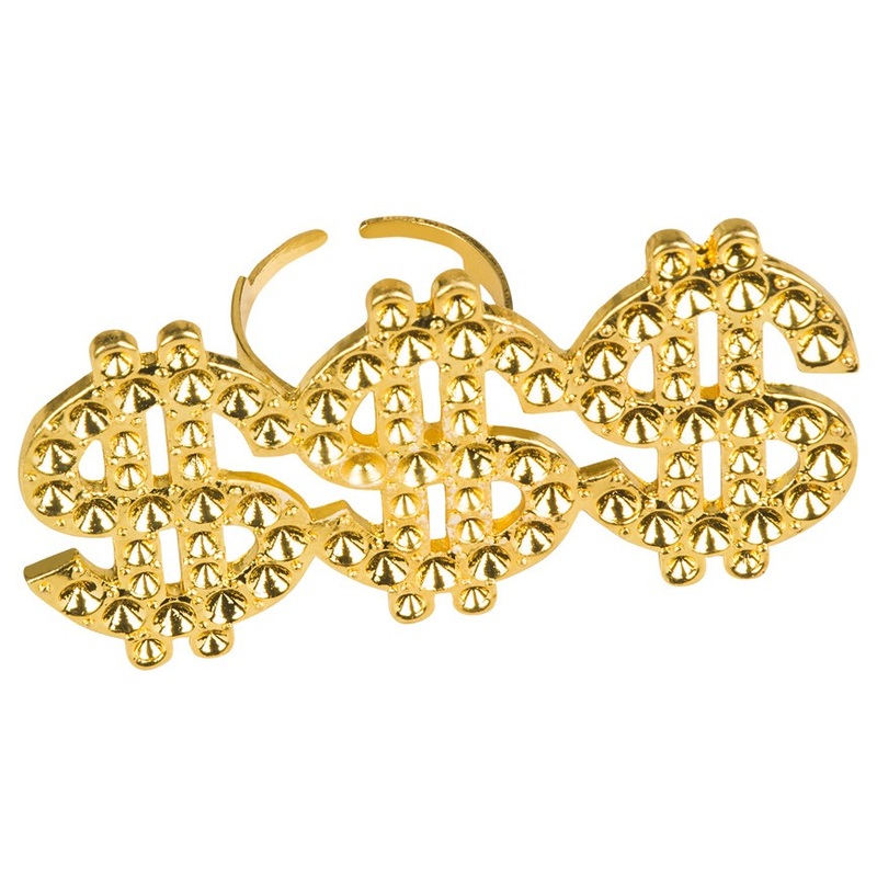 Triple Dollar Sign Ring In Gold