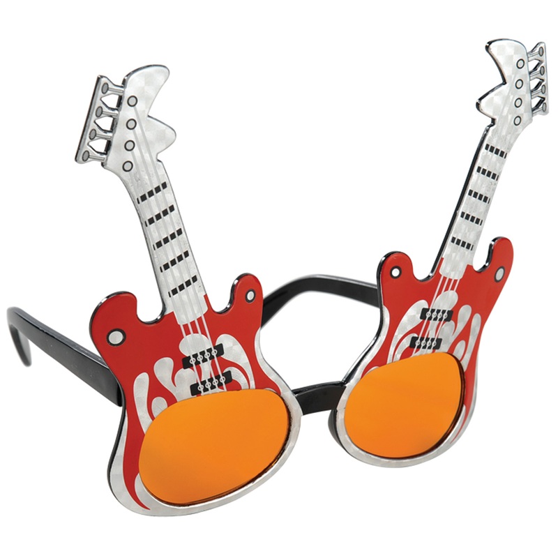 Unusual rock star glasses electric guitar