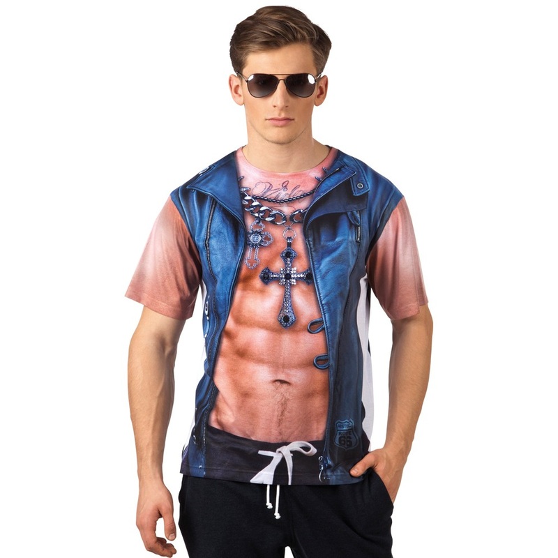 Attractive 3D biker rocker shirt M