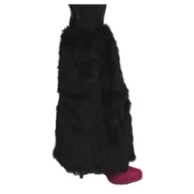 Black disco fur leg warmers