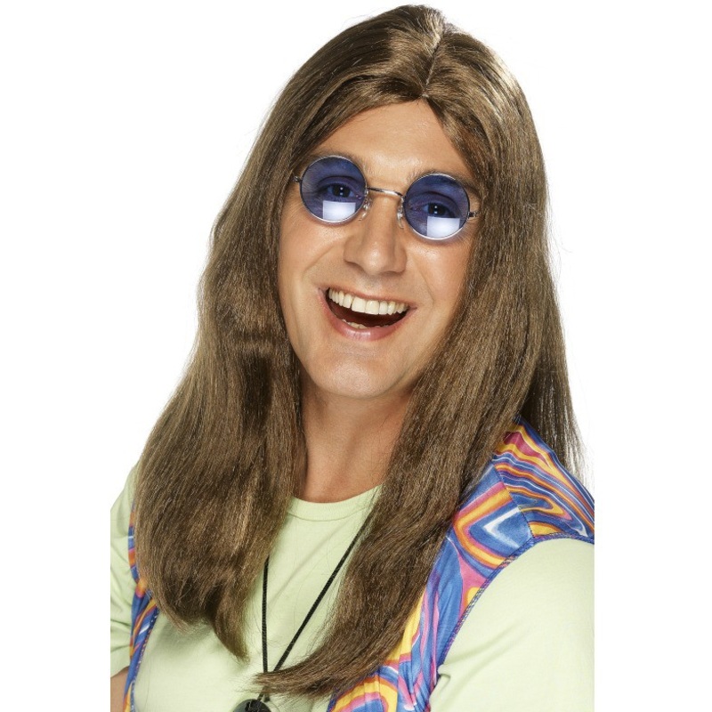 Brown hippie flower power wig
