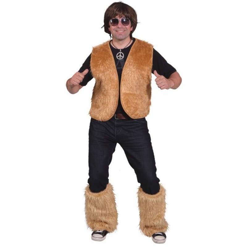 Brown men's fur vest S-M