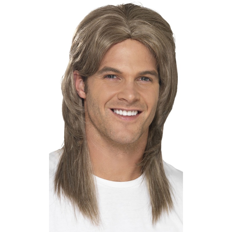 Brown mullet men's wig