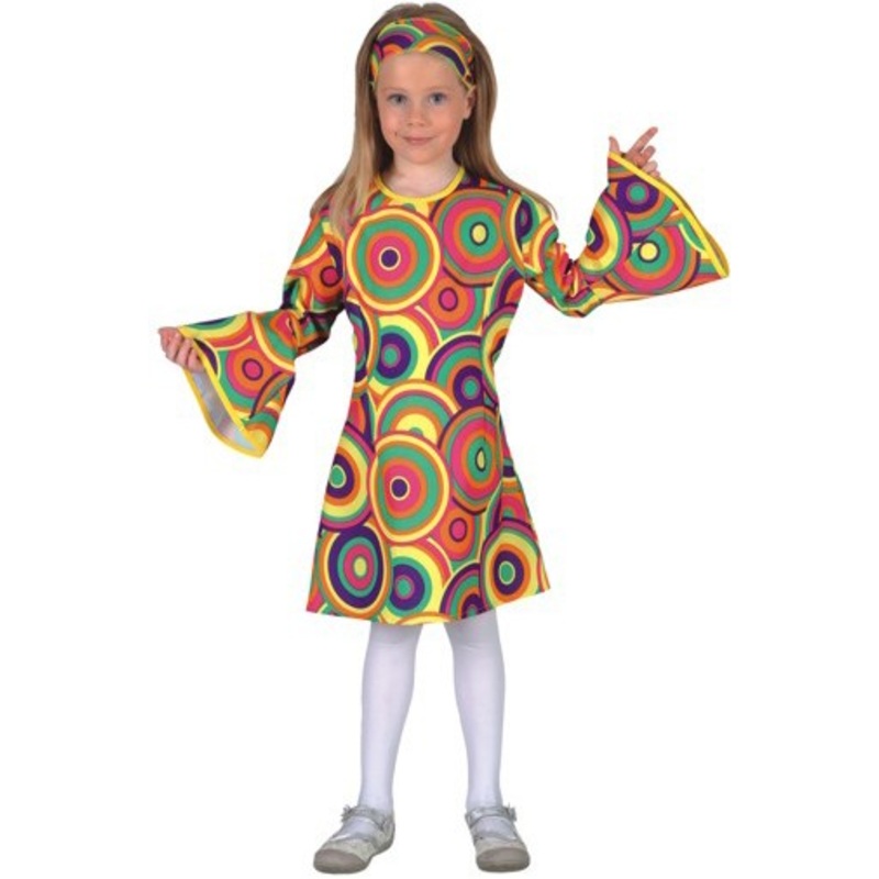 Colorful hippie girl with trumpet sleeves for girls 128