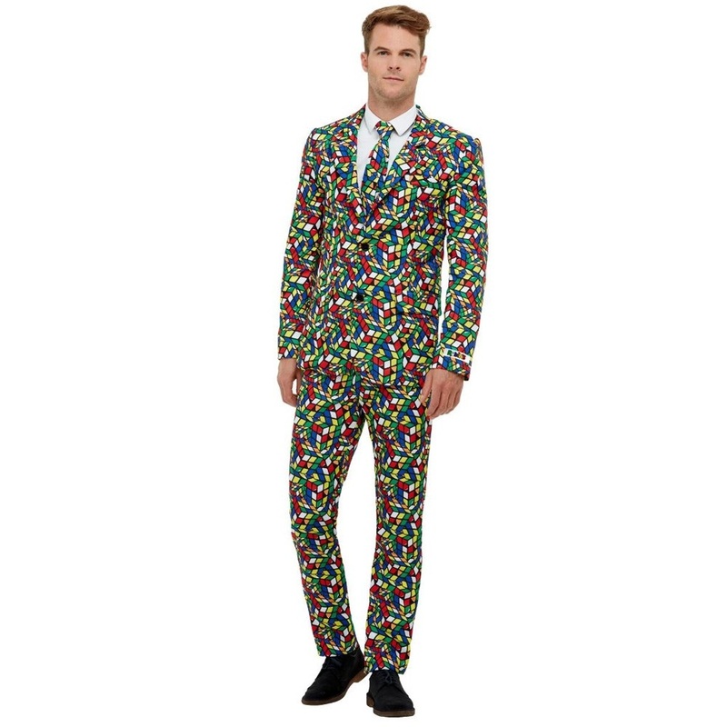 Colorful magic cube party suit for men M