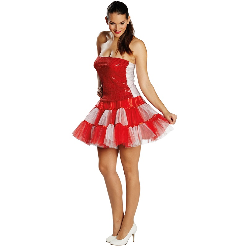 Glittering sequin top red and white S