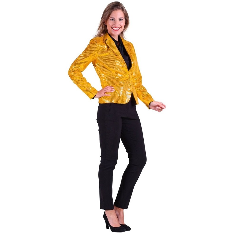 Golden glitter sequin blazer for women 36