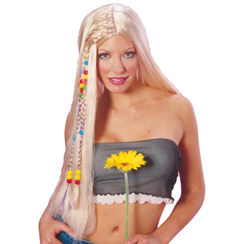 Long hair hippie wig blond