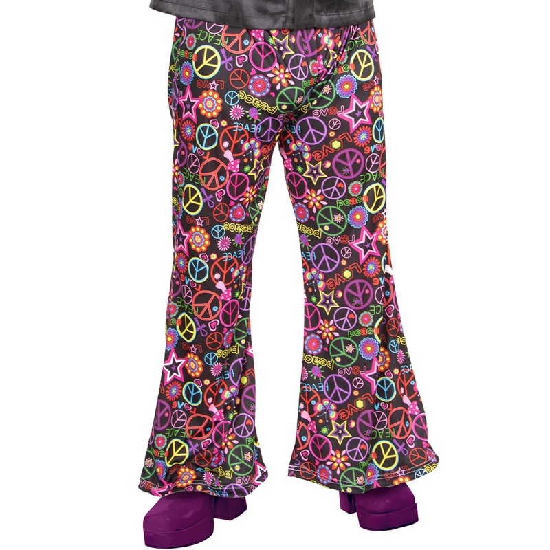 Peace hippie flared trousers for men 50-52